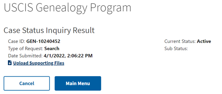 This is what checking your case status looks like on the USCIS site.